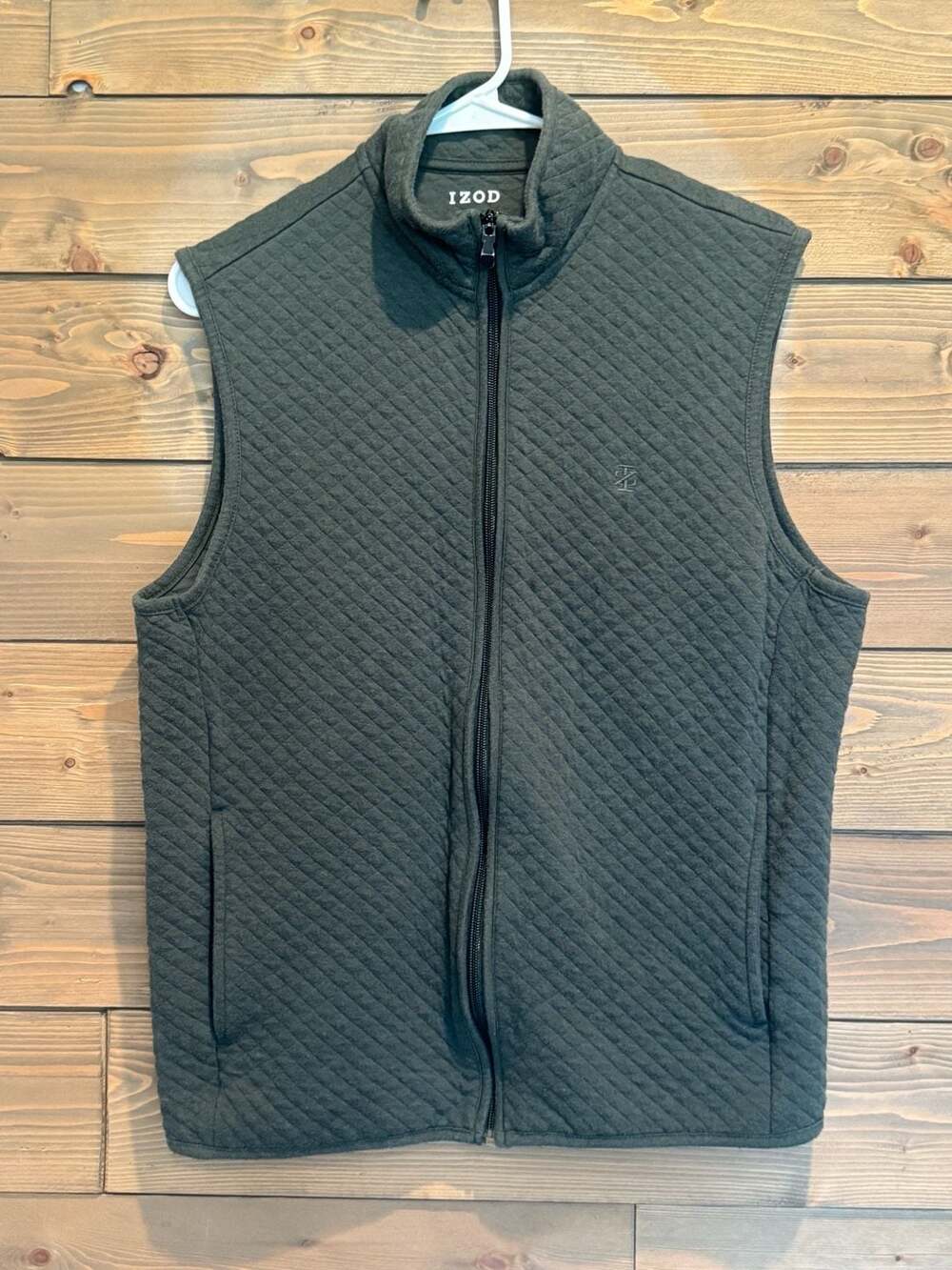 IZOD Men's Green Diamond Quilted Full-Zip Vest Size S